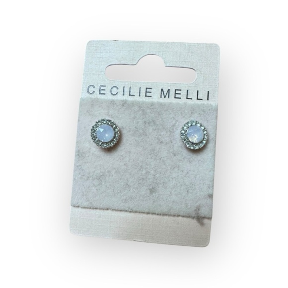 NWT Women’s Cecilie Melli Opal Silver Stud Earrings Disney Parks